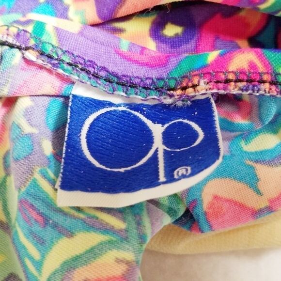 VINTAGE 80s Ocean Pacific Neon Tropical Swimsuit - Picture 9 of 11